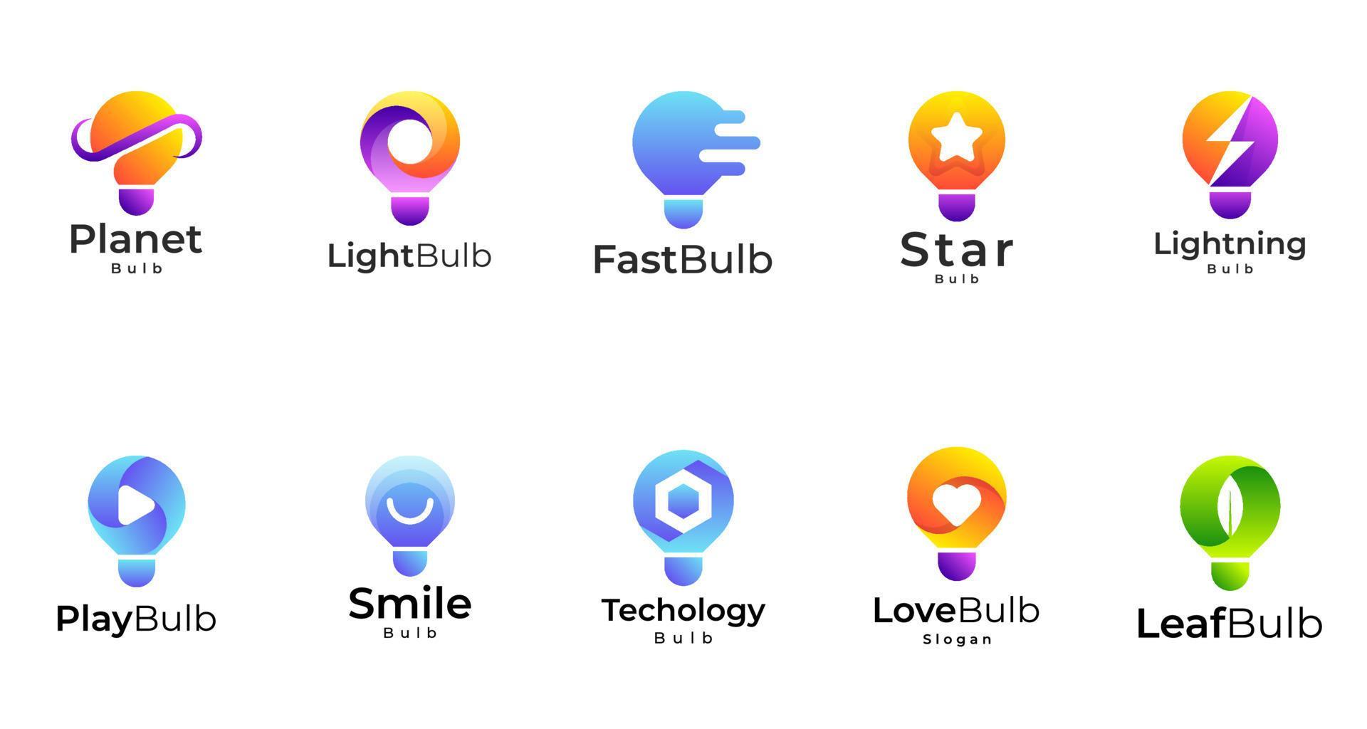 set light bulb logo, bulb gradient colorful logo 9482891 Vector Art at ...