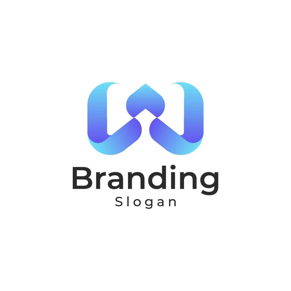 Initial Letter w 3d gradient colorful Logo vector
