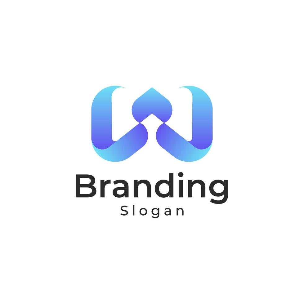 Initial Letter w 3d gradient colorful Logo vector