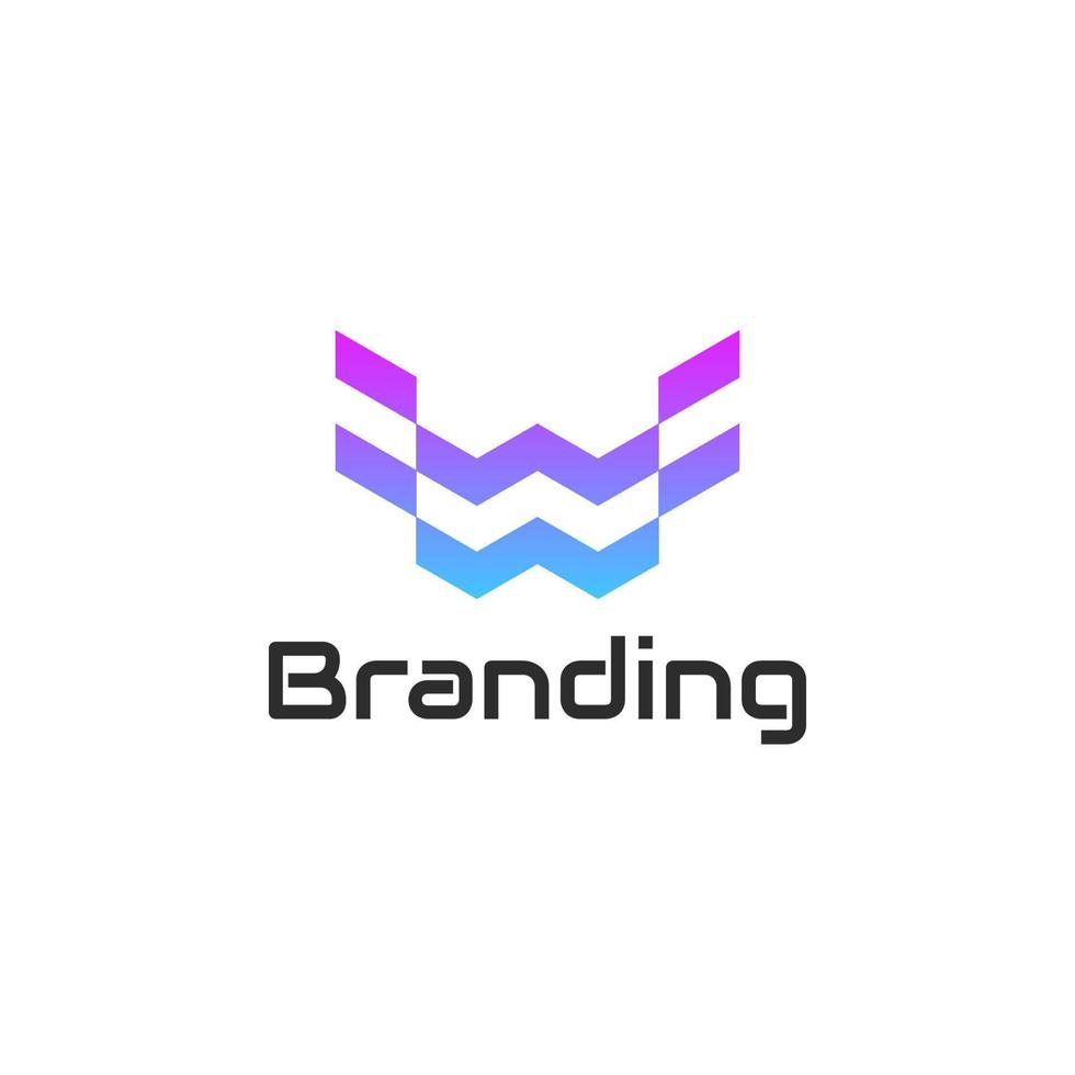 Initial Letter w gradient colorful monogram Logo vector