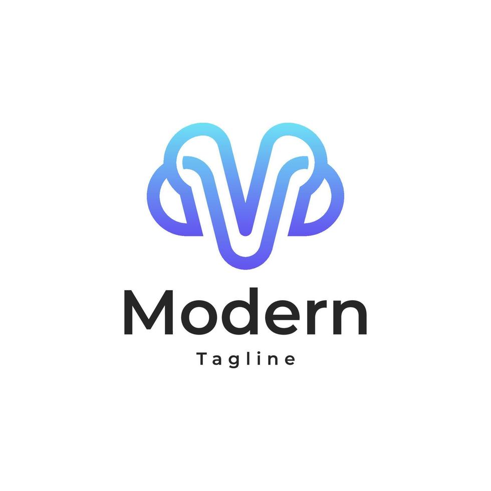 Initial Letter M gradient colorful monogram line Logo vector