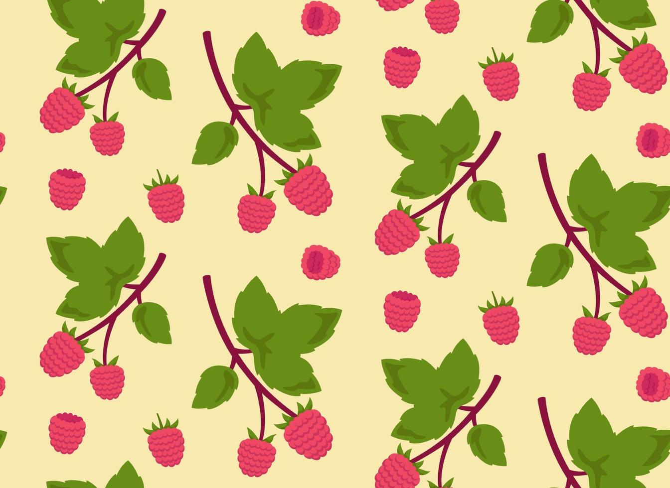 Seamless pattern with raspberries. Texture with berries in cartoon style. vector