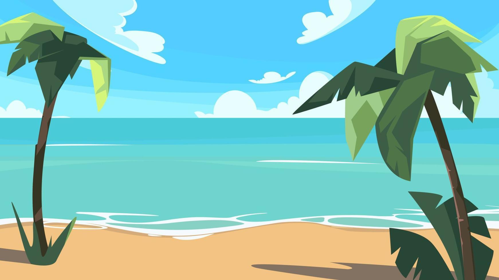 Coastline with palm trees. vector