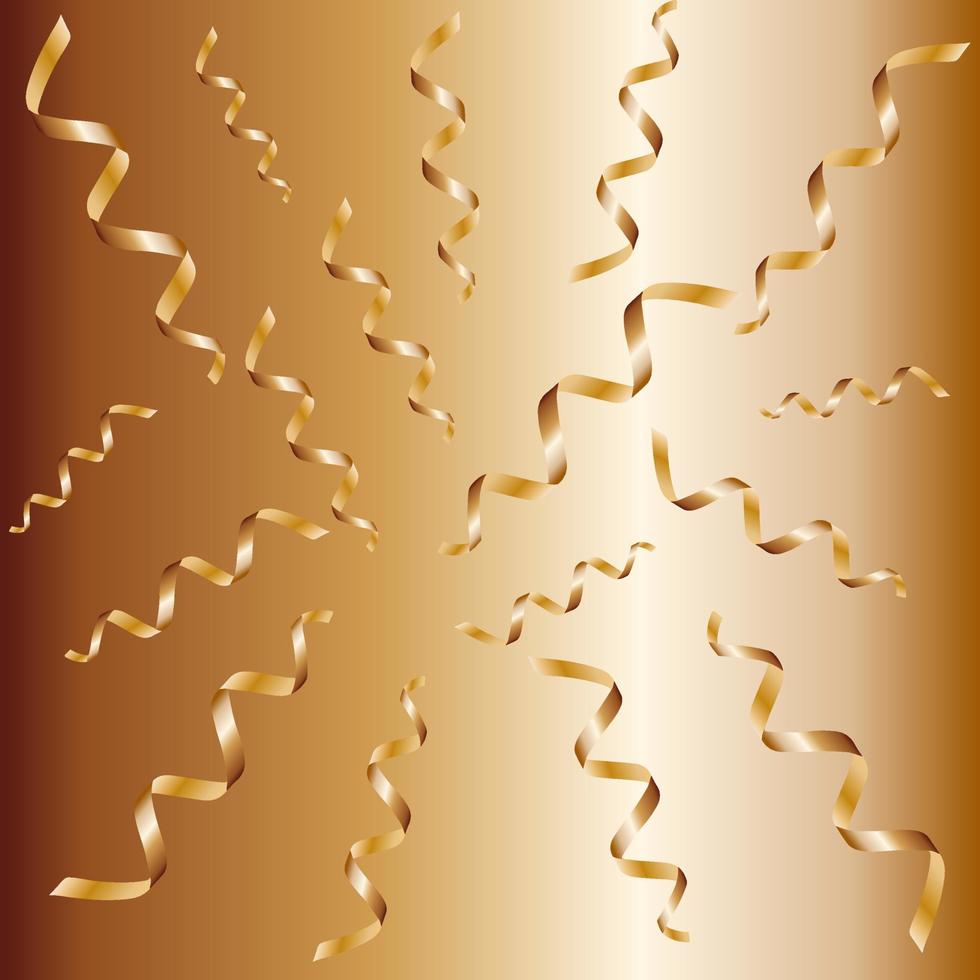 Background with golden serpantine ribbons vector