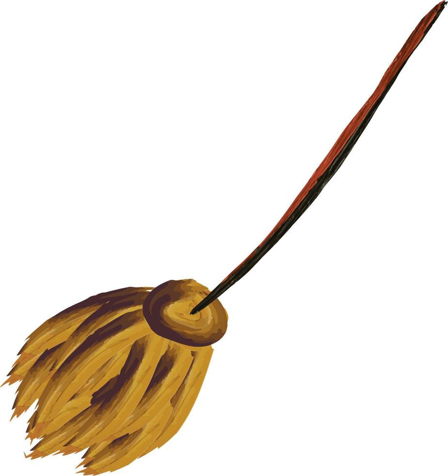 Watercolor broom illustration vector