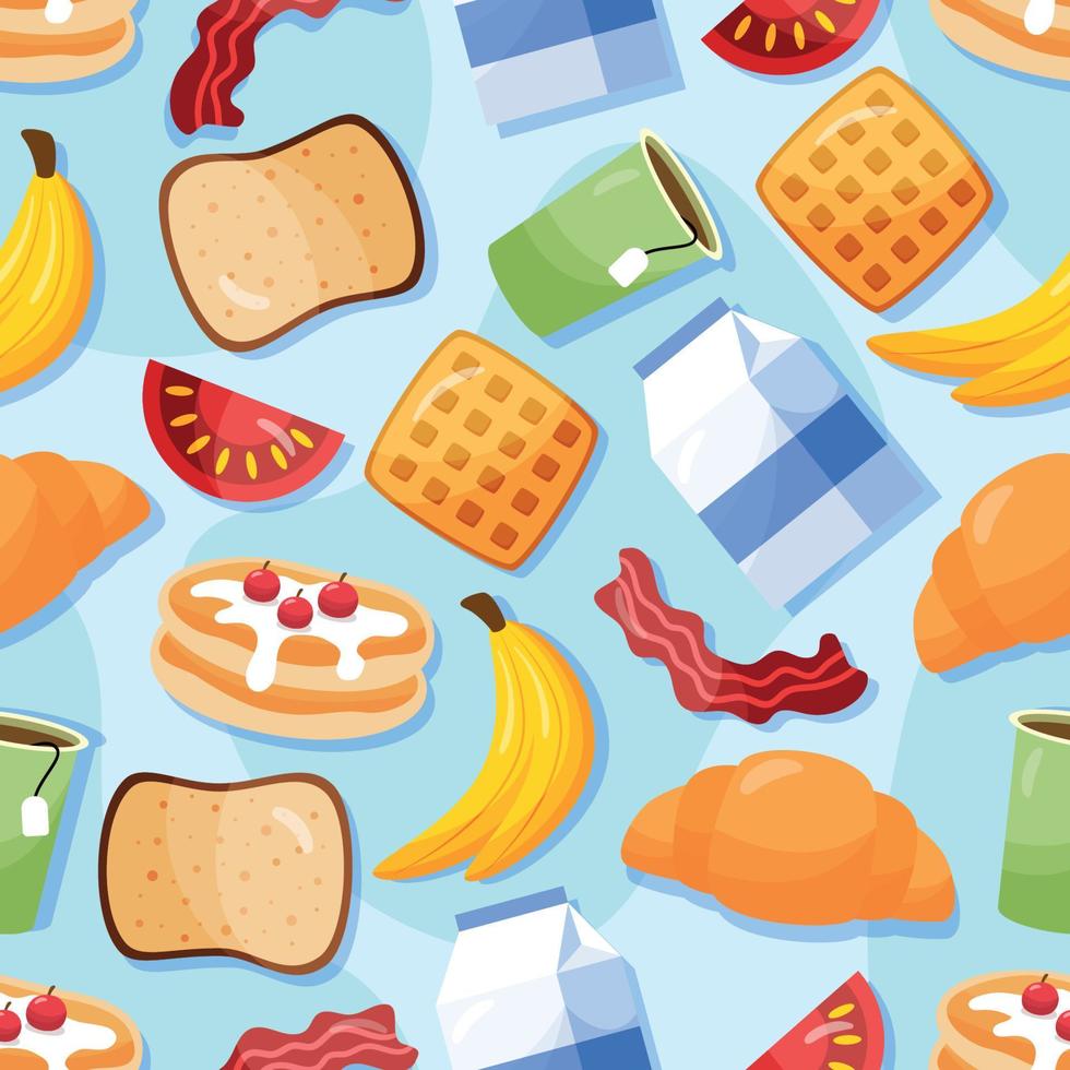Breakfast Food Pattern Background Template vector