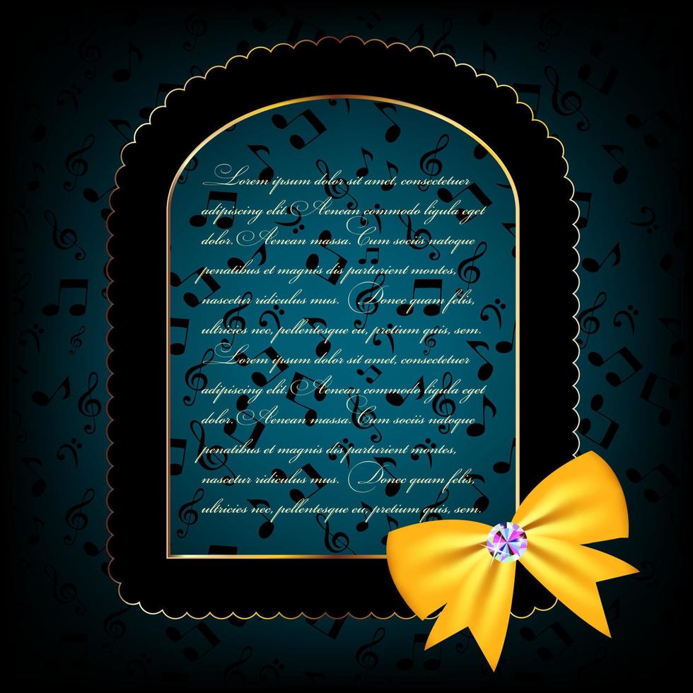 Frame with bow on dark background vector