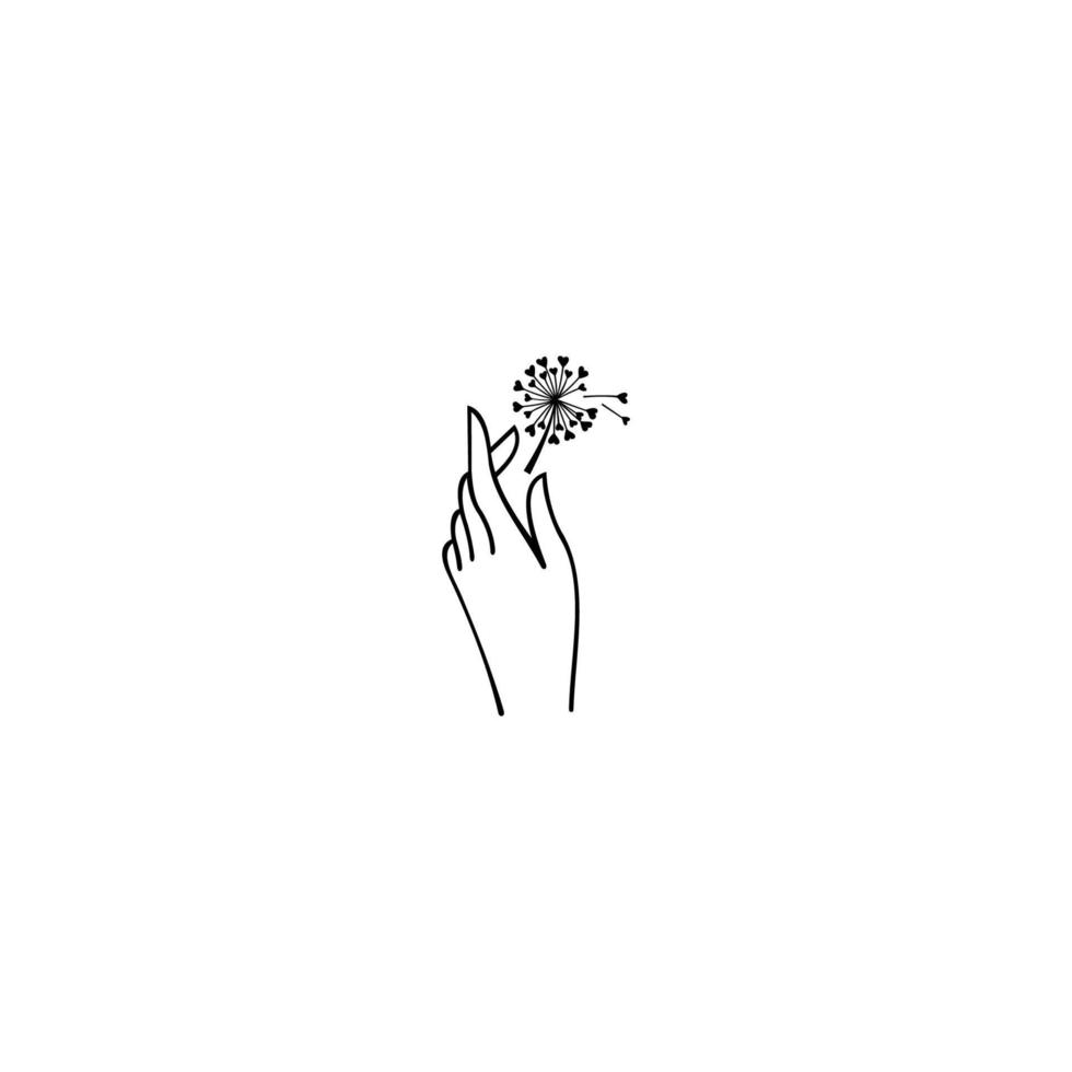 hand with dandelion. isolated on white background vector