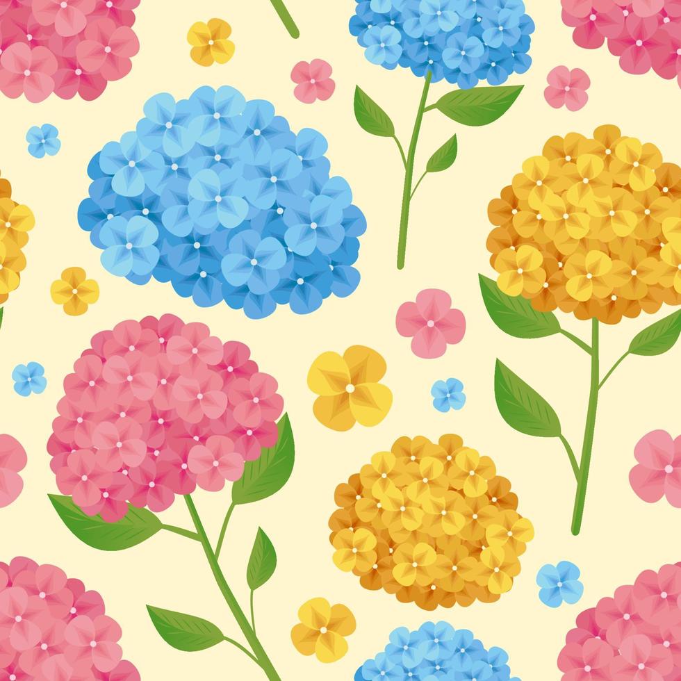 Cute Floral Hydrangeas Seamless Pattern vector