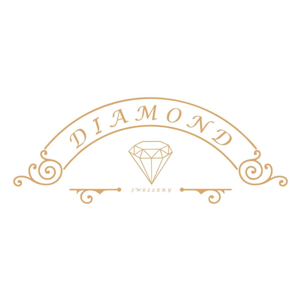 plantilla de vector de diseño de logotipo de joyería de diamantes. elemento de diseño de vector de etiqueta o placa, plantilla de signo comercial.