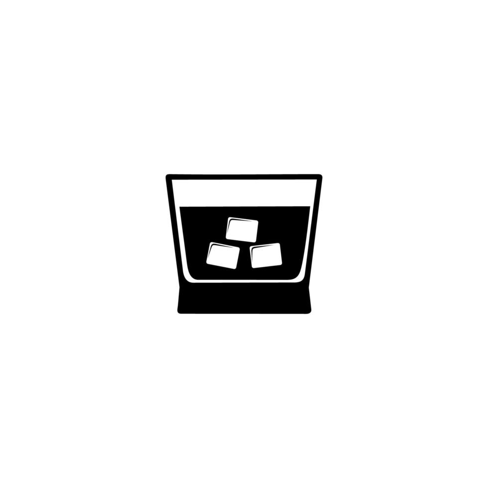 Glass of scotch whiskey and ice. Whiskey, Drinking Glass, Alcohol. Isolated On White vector