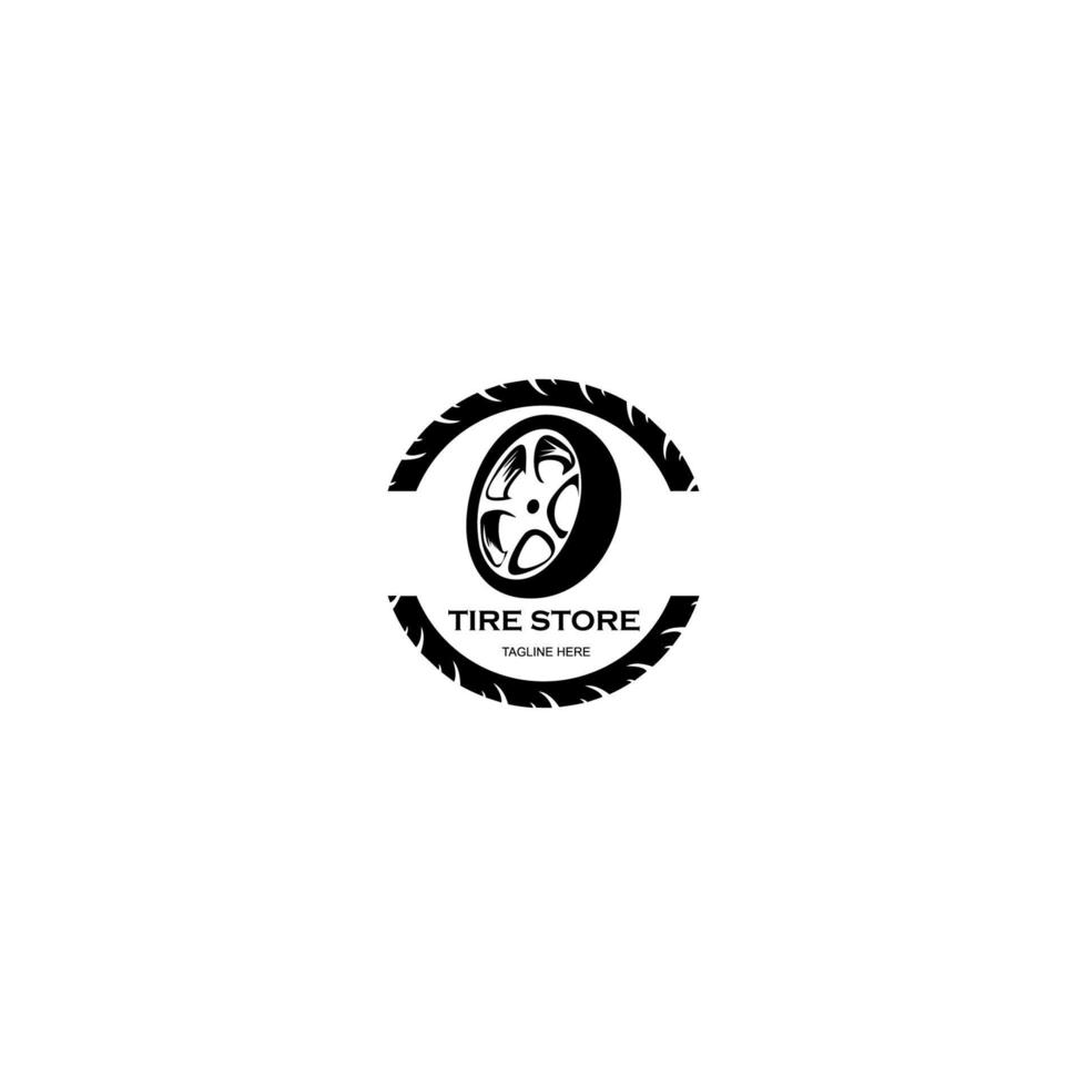 diseño vectorial del logotipo del icono de la tienda de neumáticos. Ilustración de vector de diseño de logotipo moderno de tendencia de estilo plano.