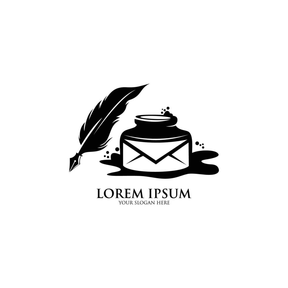 Ink and Quill icon. Feather, elegant pen, law firm, lawyer. Can be used in web and mobile. vector