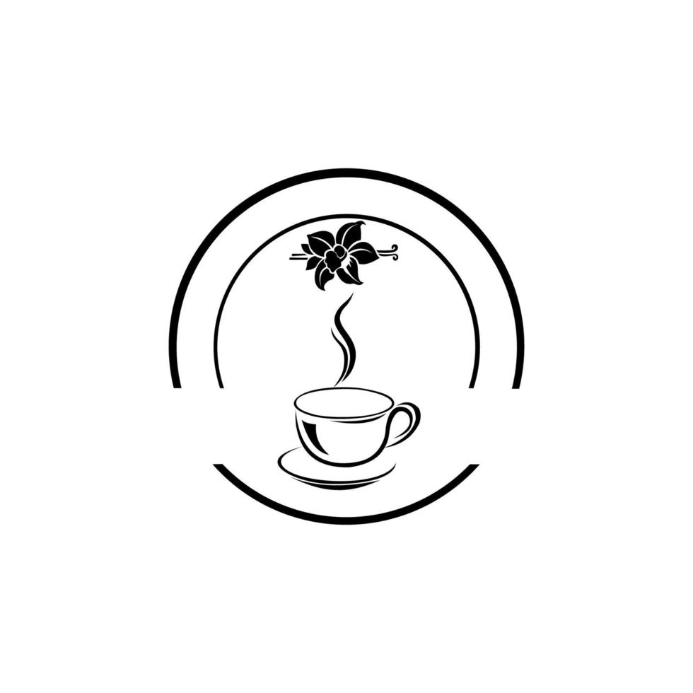 plantilla de logotipo de té. logo para tienda de té verde orgánico para un estilo de vida saludable. taza de té verde orgánico y hojas verdes frescas vector