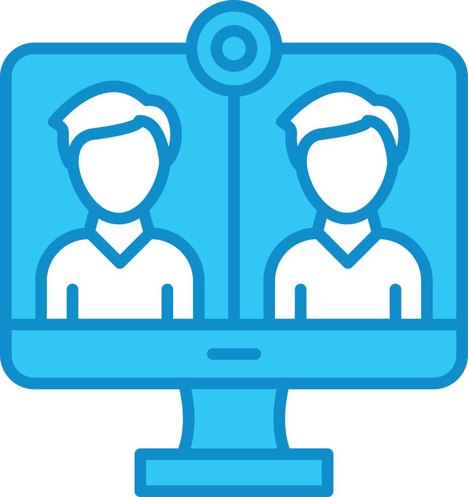 Online Meeting Line Filled Blue vector