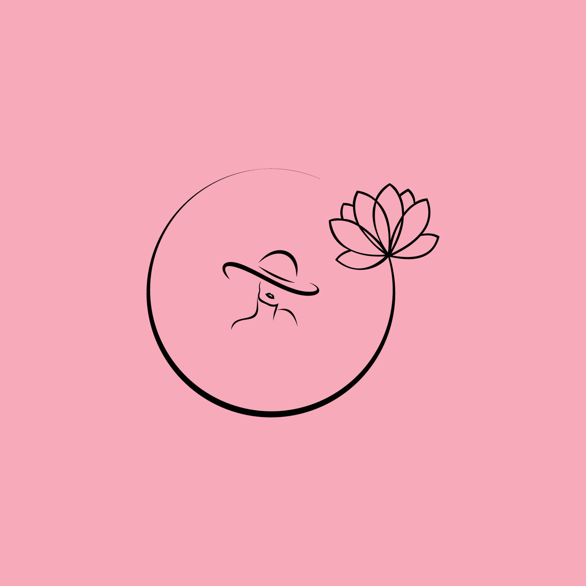 Beauty logo with pink background, Illustrations in minimal linear style,  Beauty salon cosmetics spa hair Logotype concept icon. 9483546 Vector Art  at Vecteezy