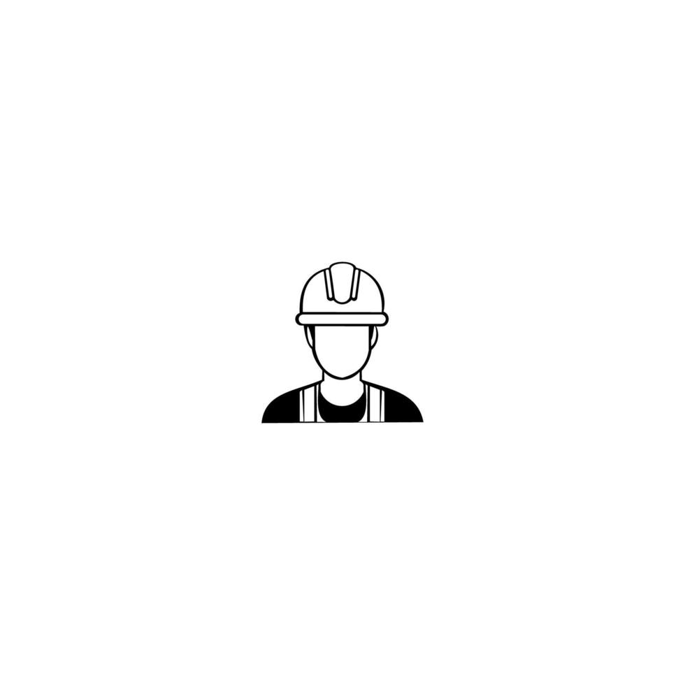 Miner in a helmet logo. Vector illustration on white background.