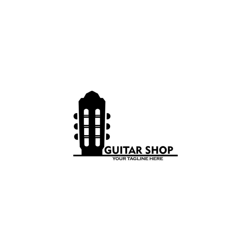 logotipo de la tienda de guitarra vectorial. diseño de emblema sobre fondo blanco. vector