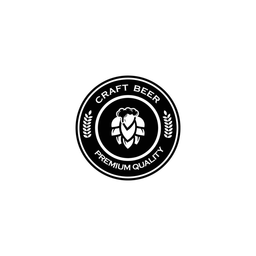 Beer hop logo .label, badge for bar, beer festival, brewery. Isolated on white background. vector