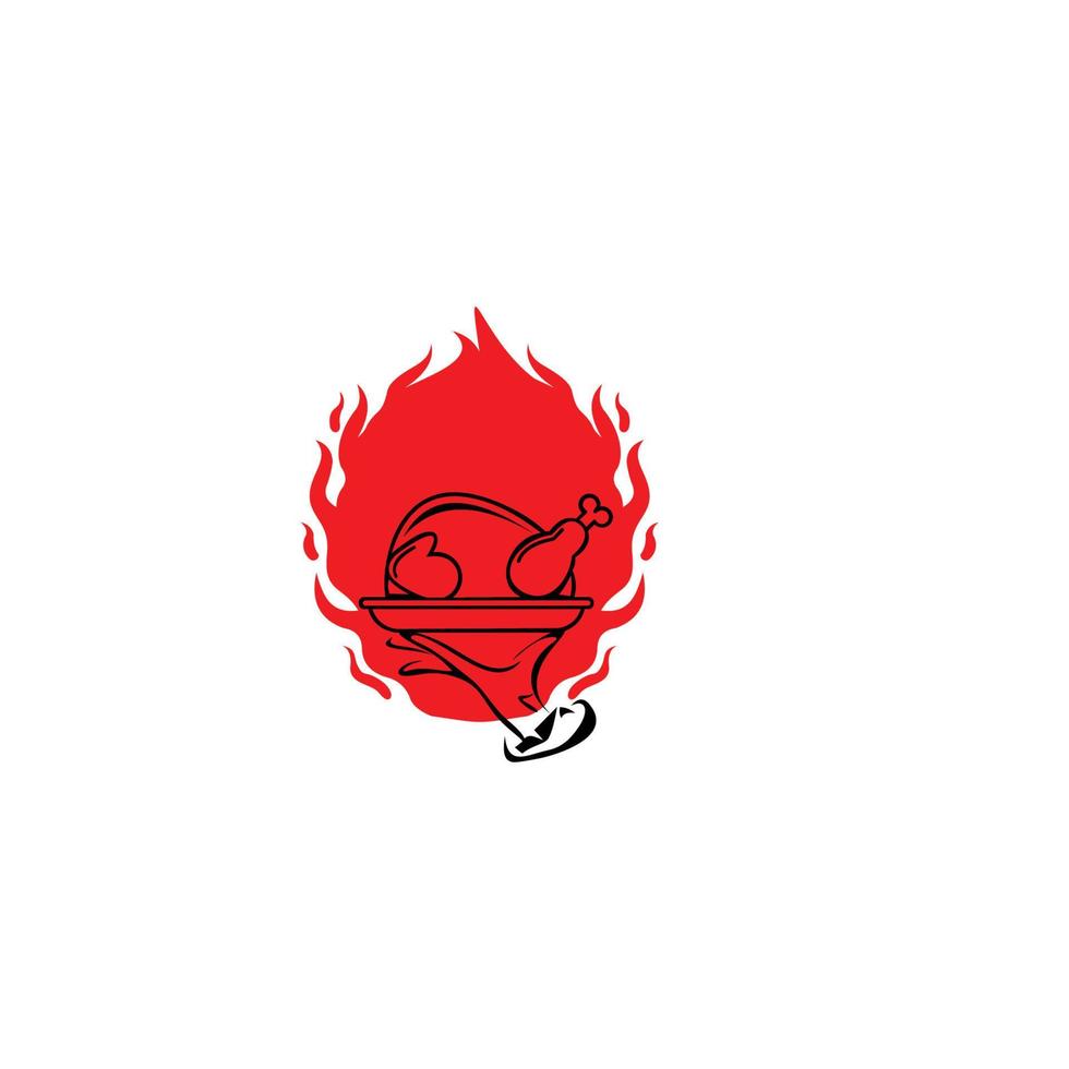 diseño de logotipo de pollo picante caliente, elemento de diseño para afiche, emblema, signo, ilustración vectorial vector