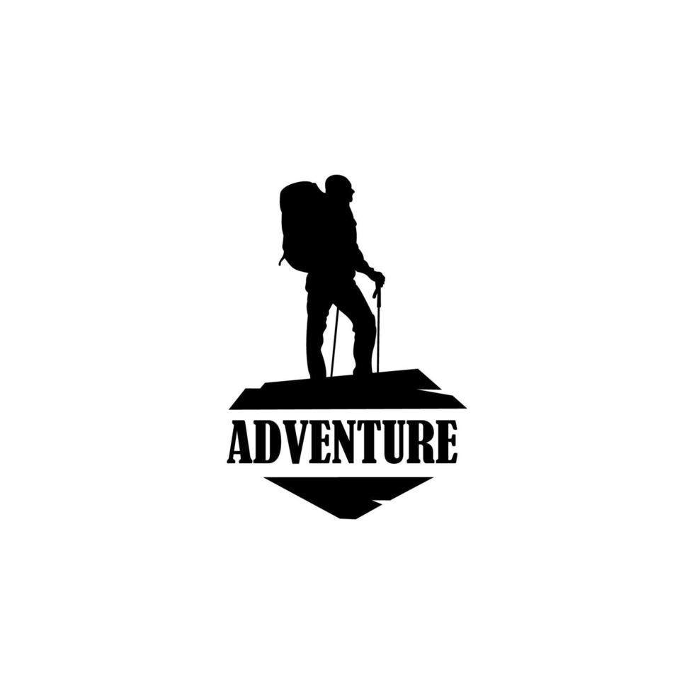 Silhouette traveling people. Climbing on mountain. Isolated hiker on white background vector