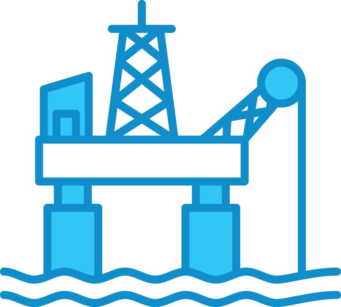 Oil Platform Line Filled Blue vector