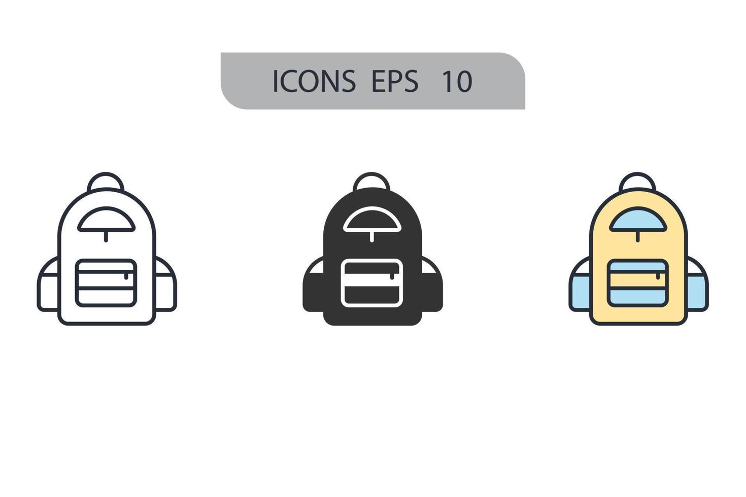 Backpack icons symbol vector elements for infographic web