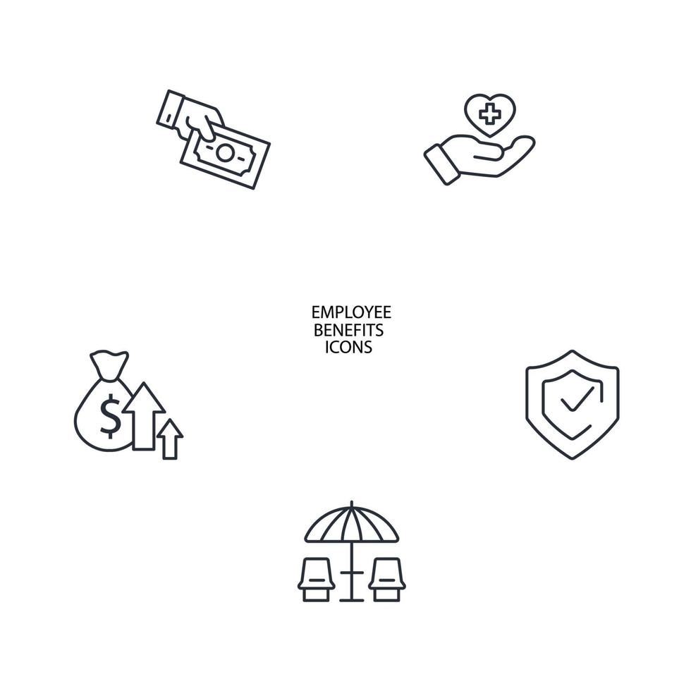 Employee Benefits icons set .   Employee Benefits pack symbol vector elements for infographic web