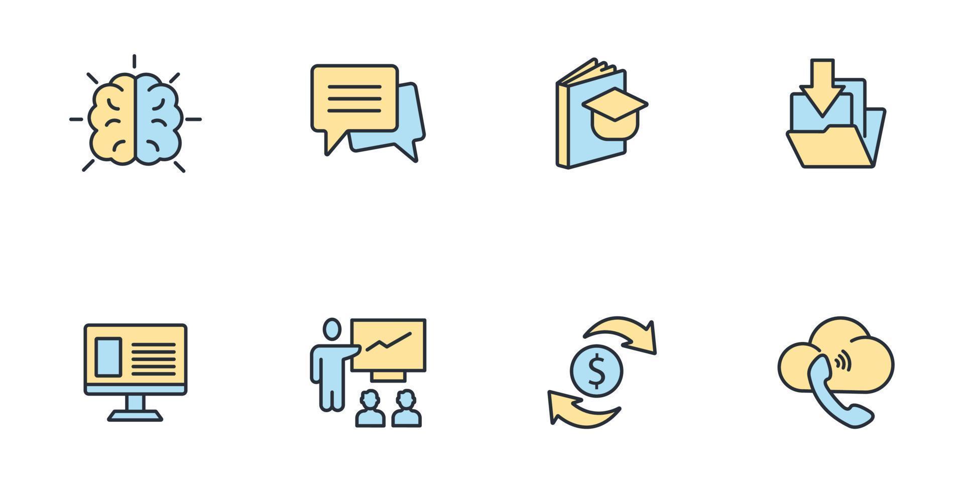 e-learning icons set .  e-learning pack symbol vector elements for infographic web