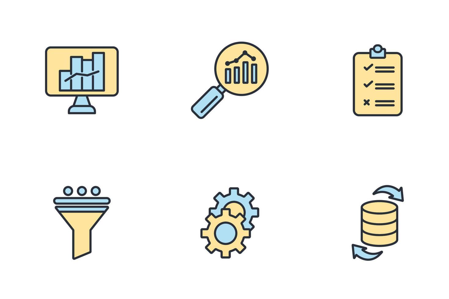 Data mining is the process of discovering patterns in large data sets icons set . Data mining is the process of discovering patterns in large data sets pack symbol vector elements for infographic web