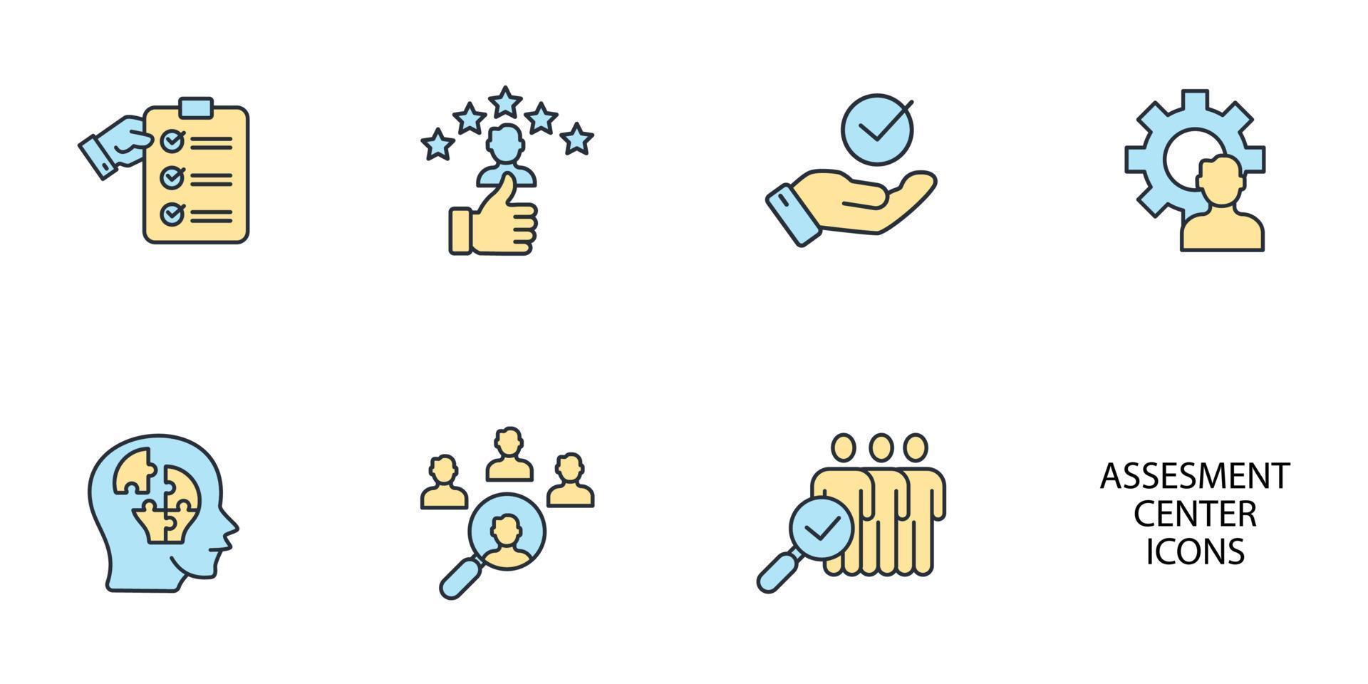 personal audit and assessment center Human resources icons set . personal audit and assessment center Human resources pack symbol vector elements for infographic web