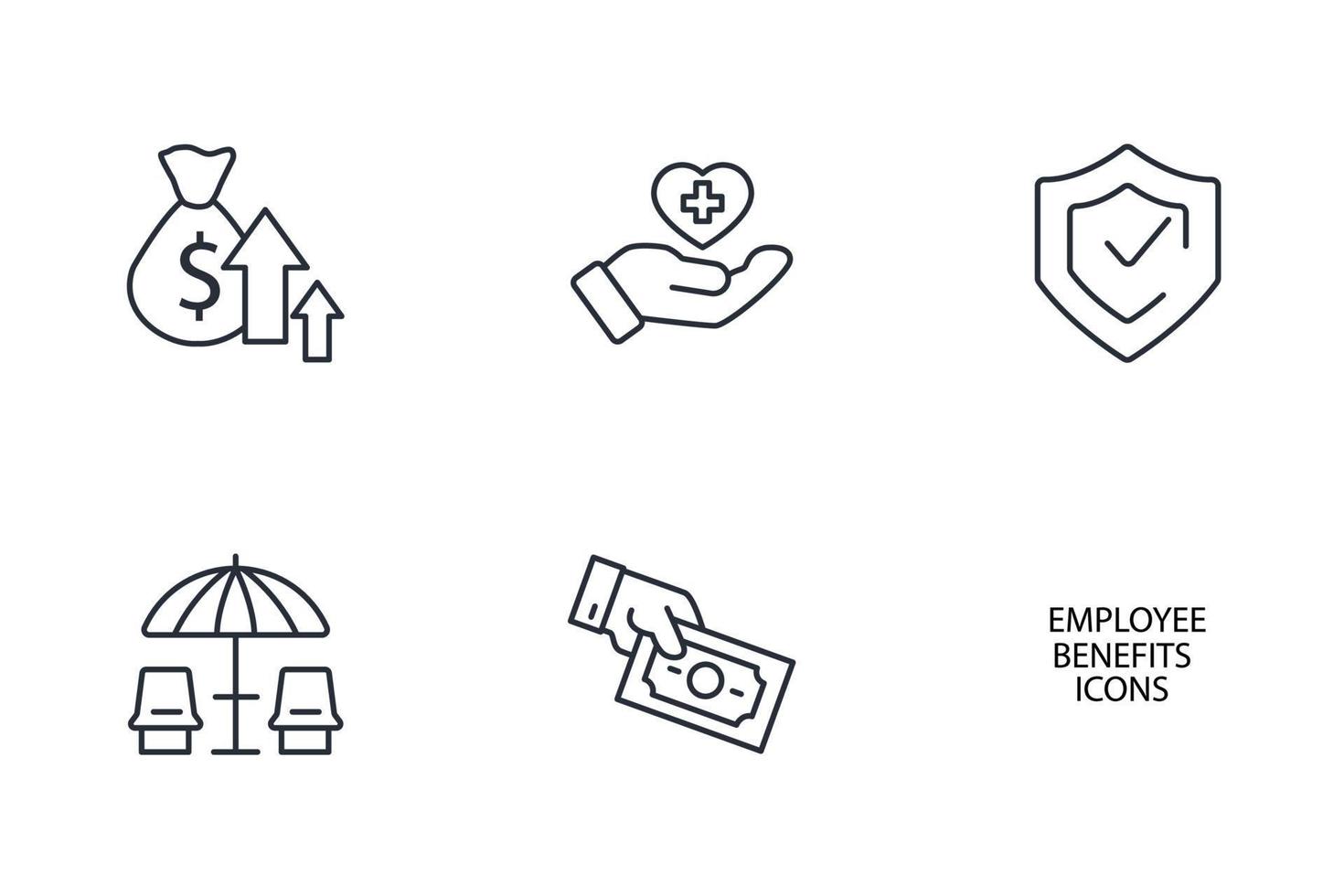 Employee Benefits icons set .   Employee Benefits pack symbol vector elements for infographic web