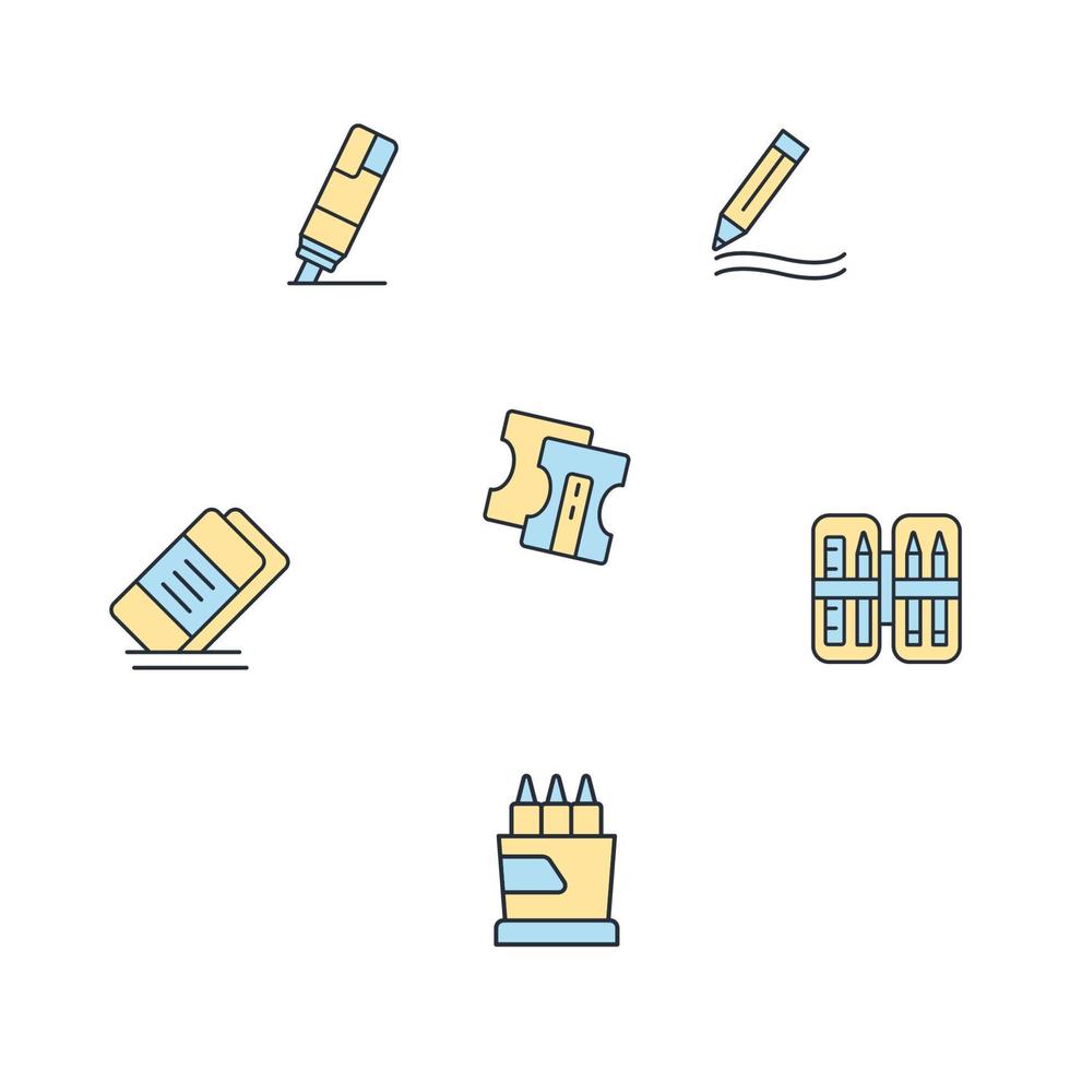 school supplies icons set . school supplies pack symbol vector elements for infographic web