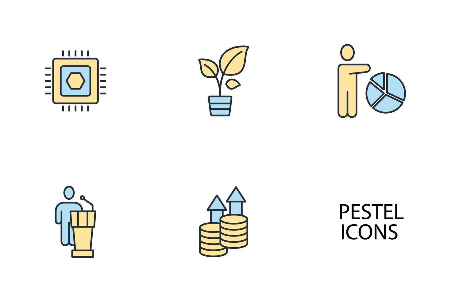 Pestel analysis icons set .  Pestel analysis pack symbol vector elements for infographic web