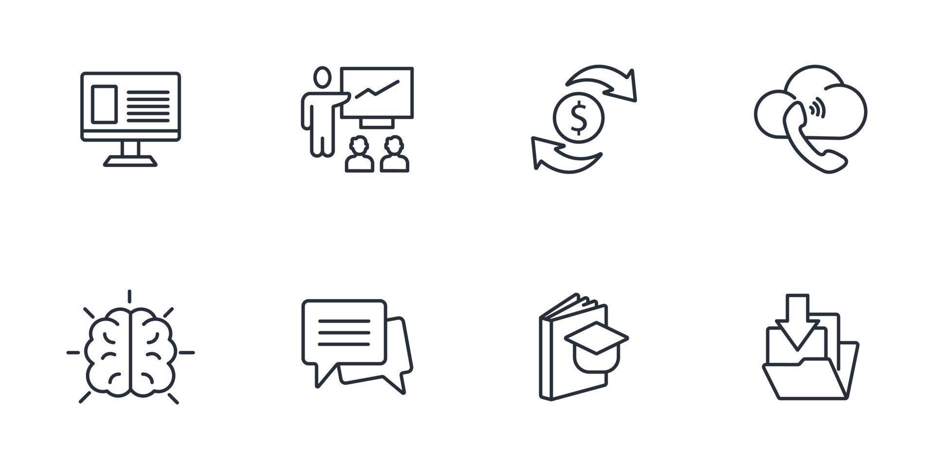 e-learning icons set .  e-learning pack symbol vector elements for infographic web