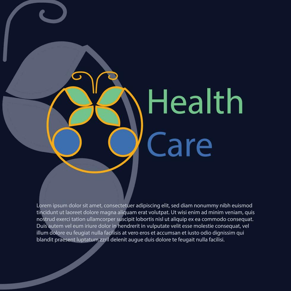 modern health logo, butterfly and patient, logo symbol vector
