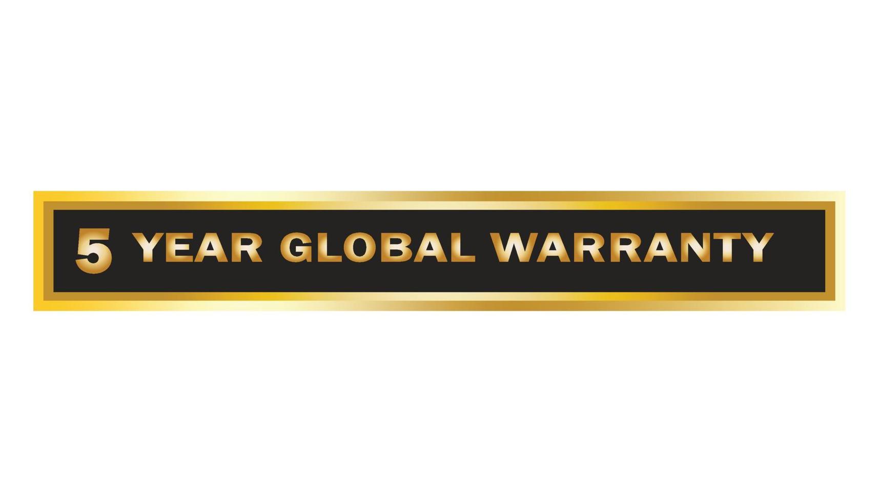 5 Year global warranty vector art illustration with gold color with fantastic font and white background