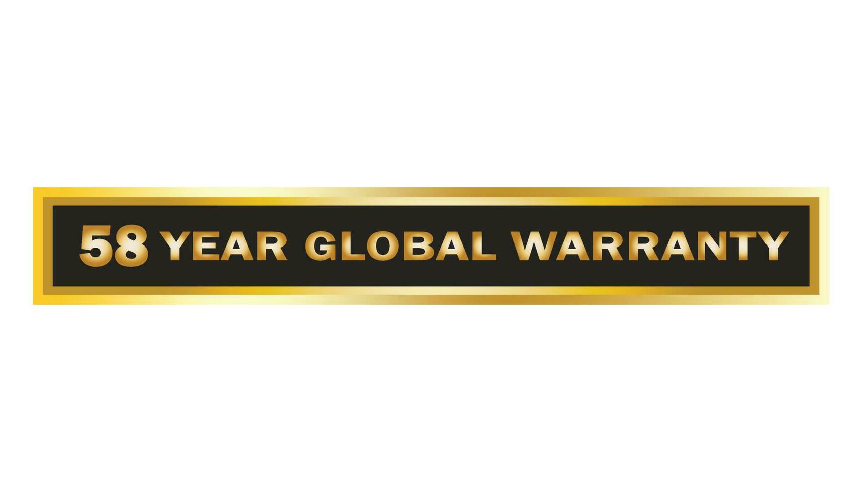 58 Year global warranty vector art illustration with gradient gold and black color with fantastic font and white background