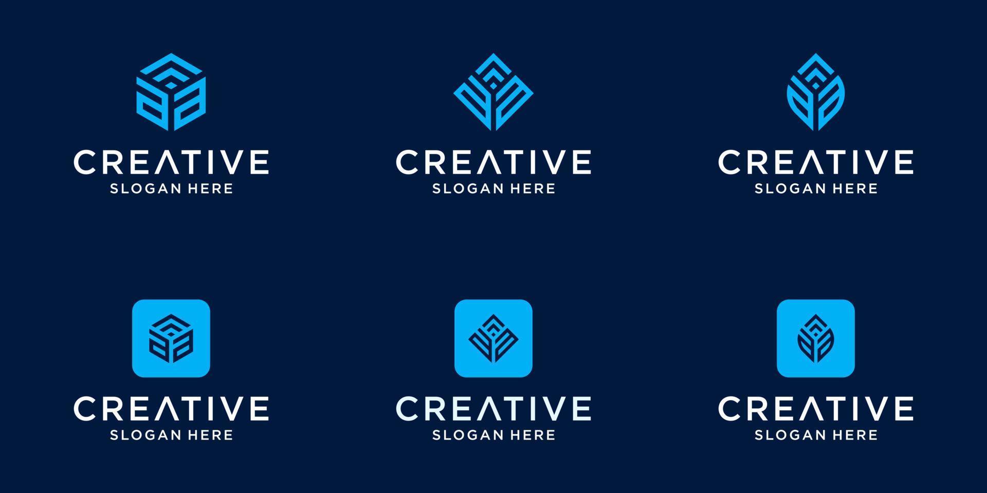 Set of collection initial letter aa logo template vector