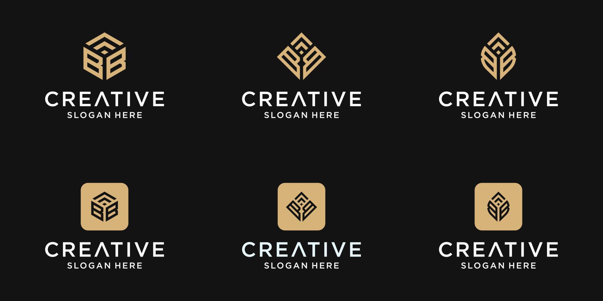 Set of collection initial letter bb logo template vector