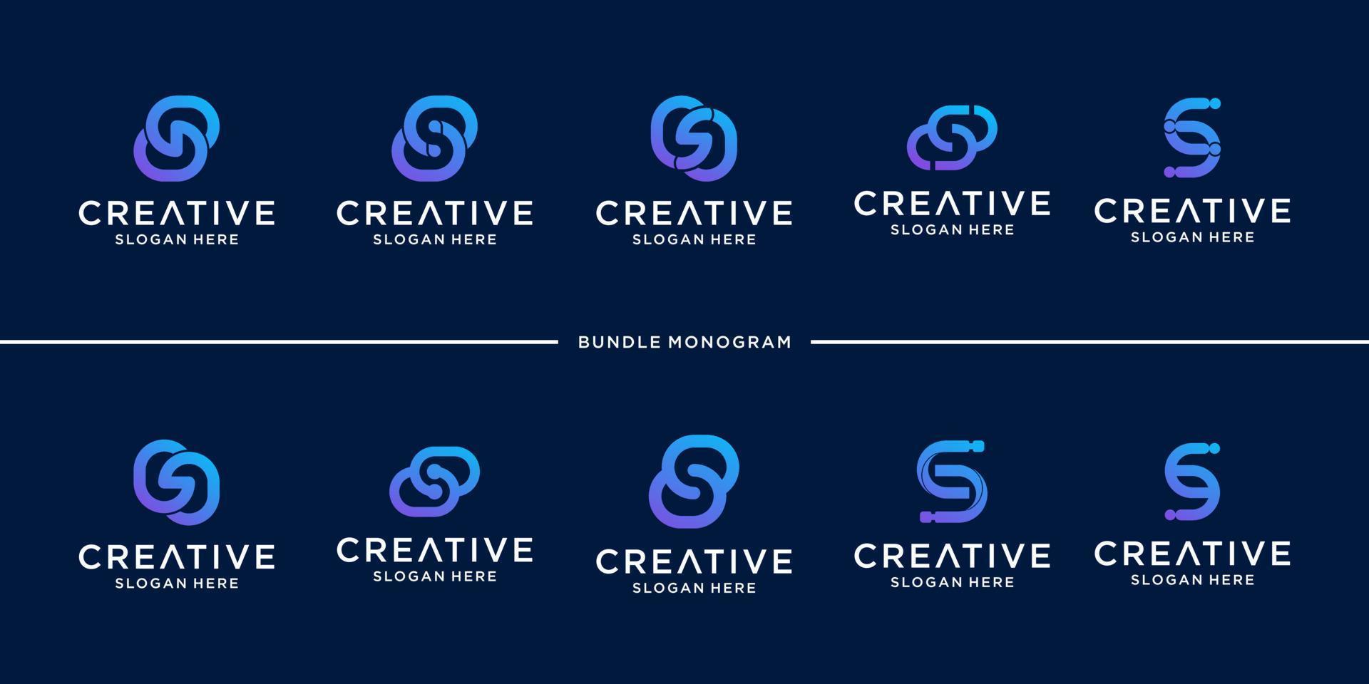 Set of collection initial letter s logo template icons for business of fashion digital technology vector