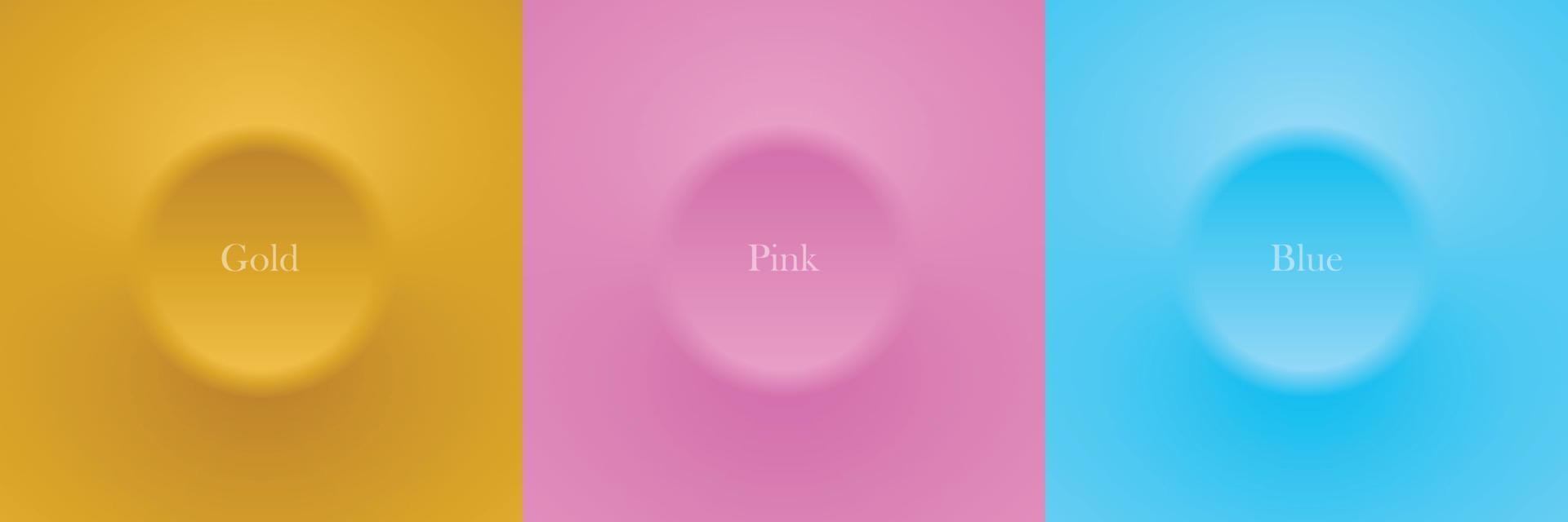 Set of circles gold, pink, blue background with copy space. modern style design for poster, brochure, banner, website. Vector EPS 10