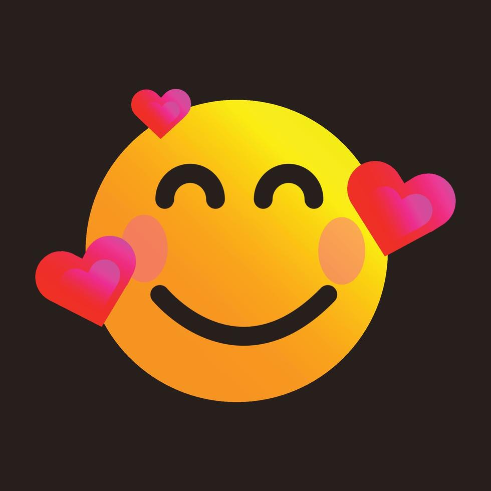 ilustración de icono de emoticono de degradado vectorial, risa, sonrisa dulce. diseño vectorial que es muy adecuado para sitios web, aplicaciones, banners. degradado naranja y amarillo vector