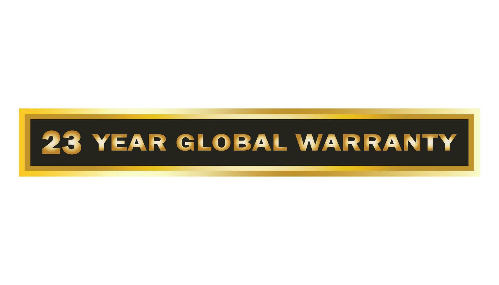 23 Year global warranty vector art illustration with gold color with fantastic font and white background