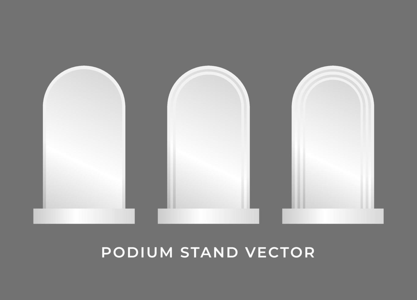 Simple podium stand 3D vector whit white shape. Background or frame are different step on grey background. The podium can be put text or product on the podium.