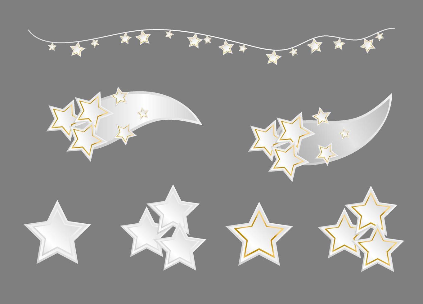 White star with gold vector on grey background. Decorate for celebration or party. Make your picture elegant and luxury.