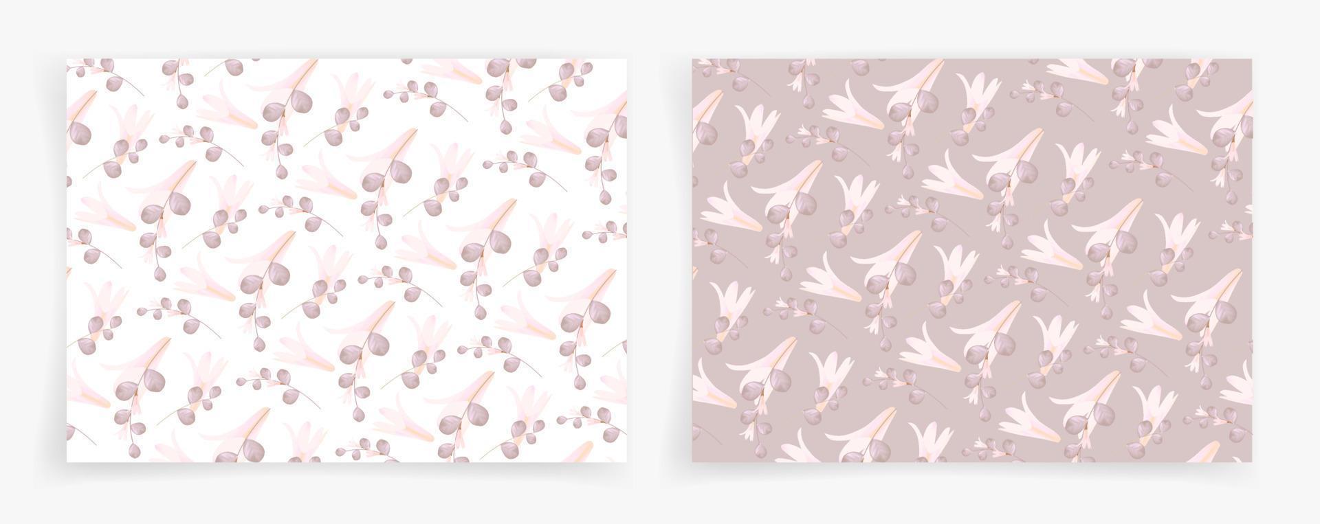 Pink flower pattern on white background. Pastel floral pattern wallpaper. Pattern for fabric or paper. vector
