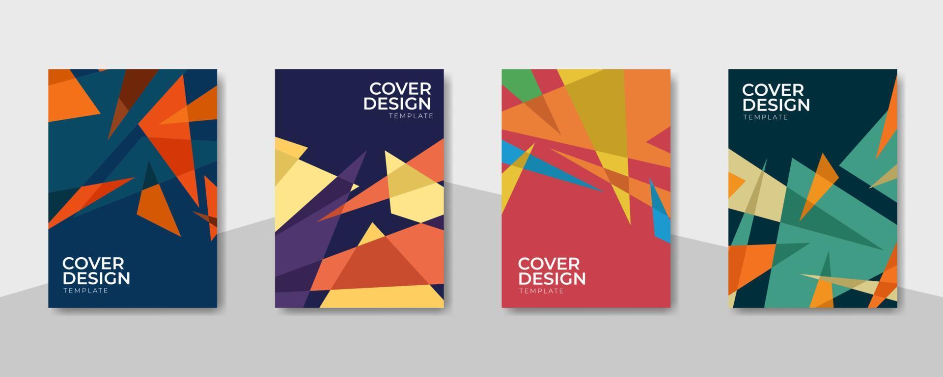Cover design template with colorful abstract geometric low poly designs vector