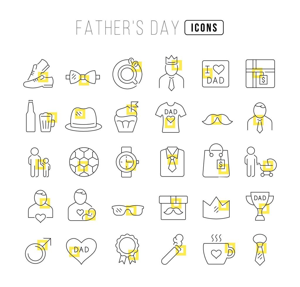 Set of linear icons of Father's Day vector