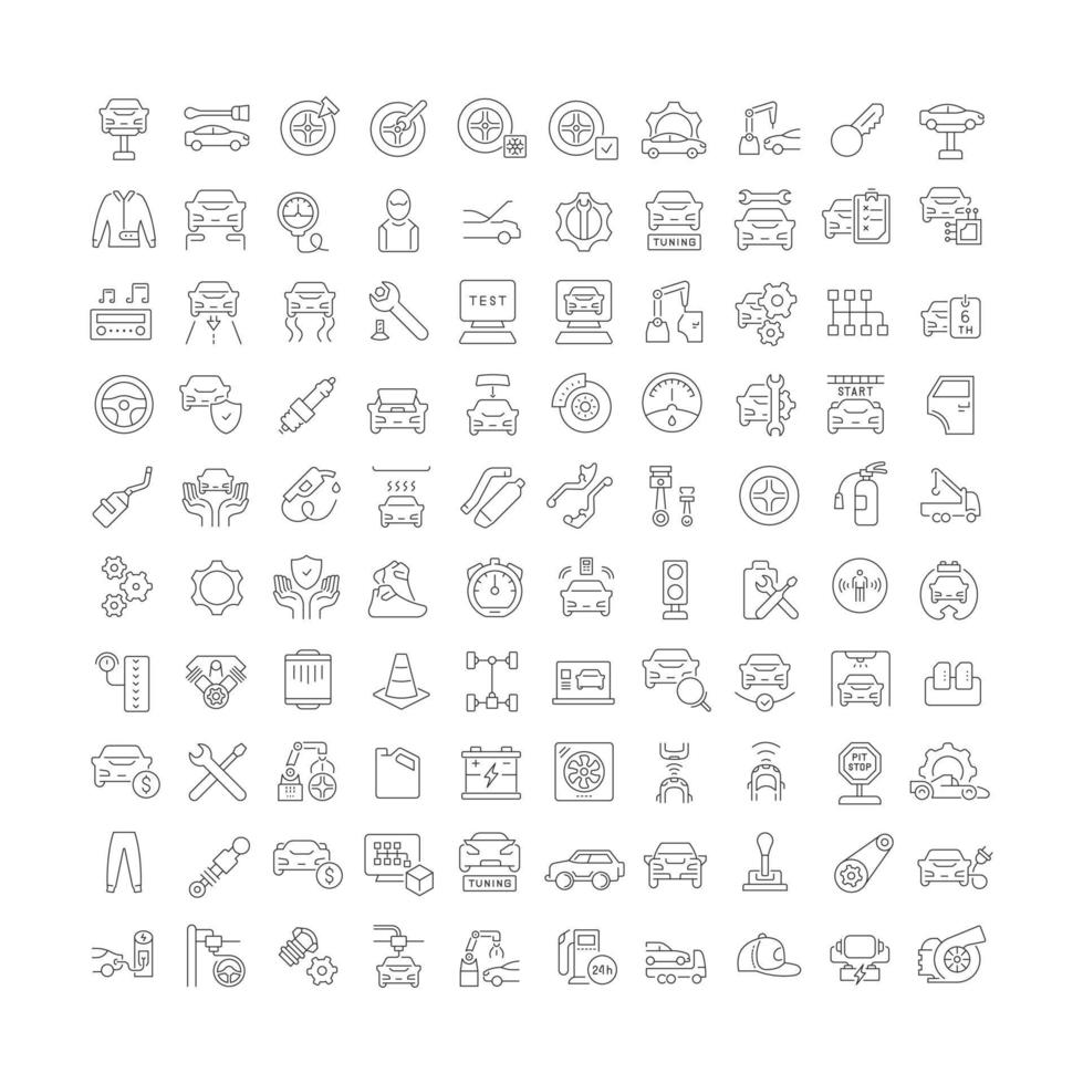 Set of linear icons of Auto Service vector